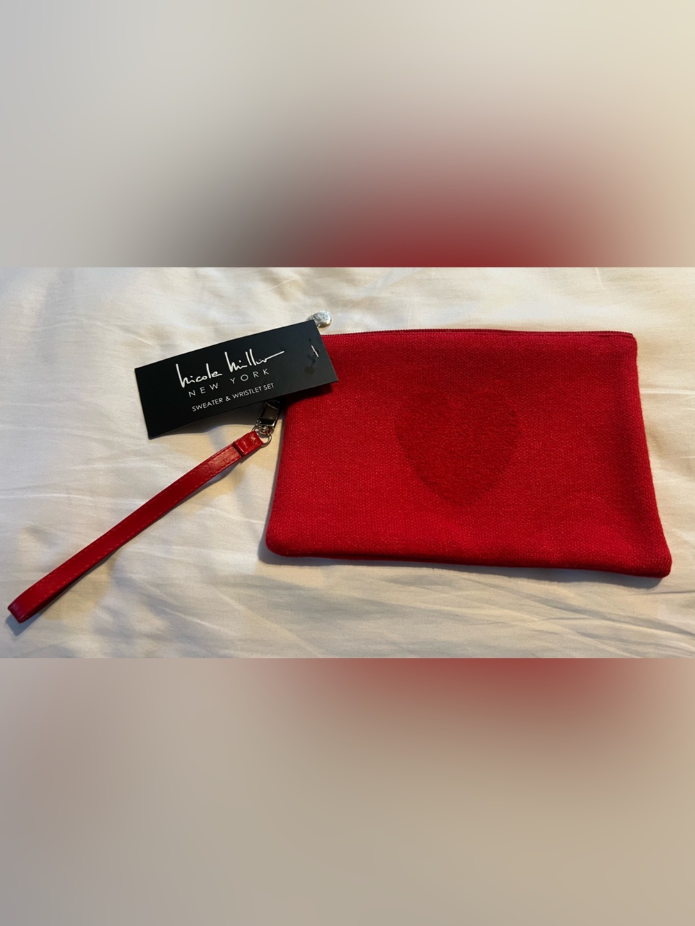 Nicole Miller Red Wristlet Clutch with Removable Strap
